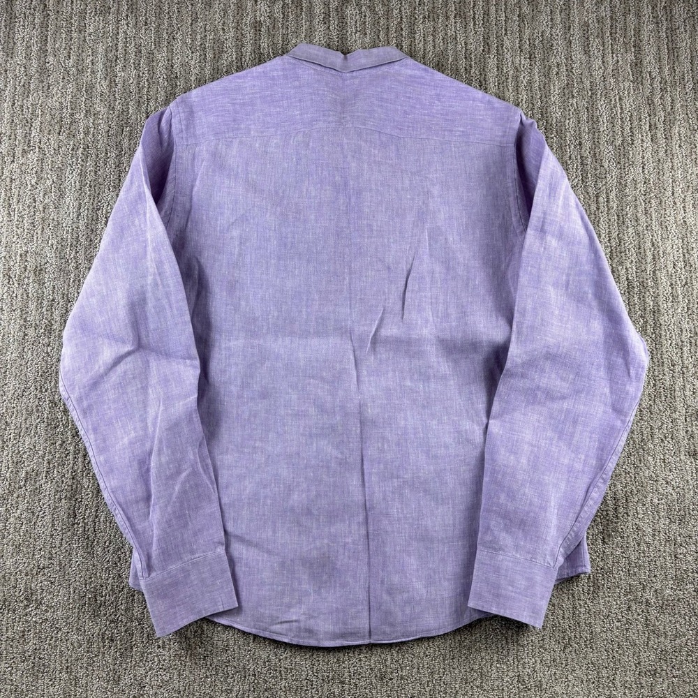UNTUCKit Selegas Men's‎ Large Purple Linen Button Down Shirt Long Sleeve Casual - Picture 4 of 10